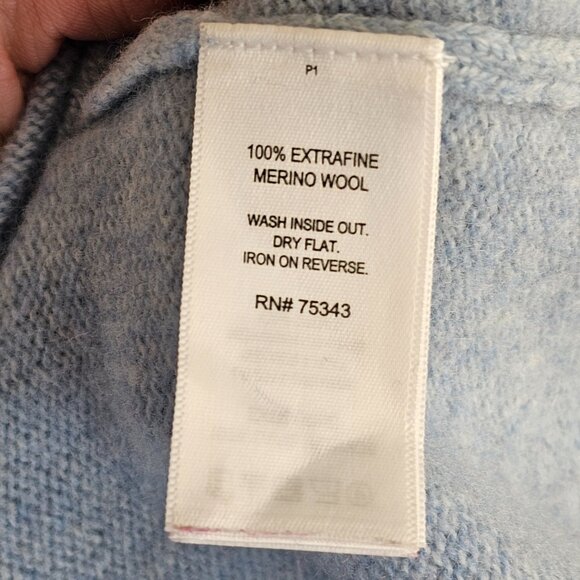 Telluride Blue White Yellow Fair Isle Merino Wool Sweater Sz M - Picture 7 of 8